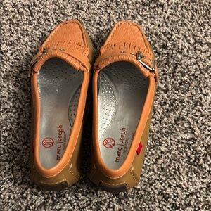 Marc Joseph Women's Orange Leather Moccasin Loafers